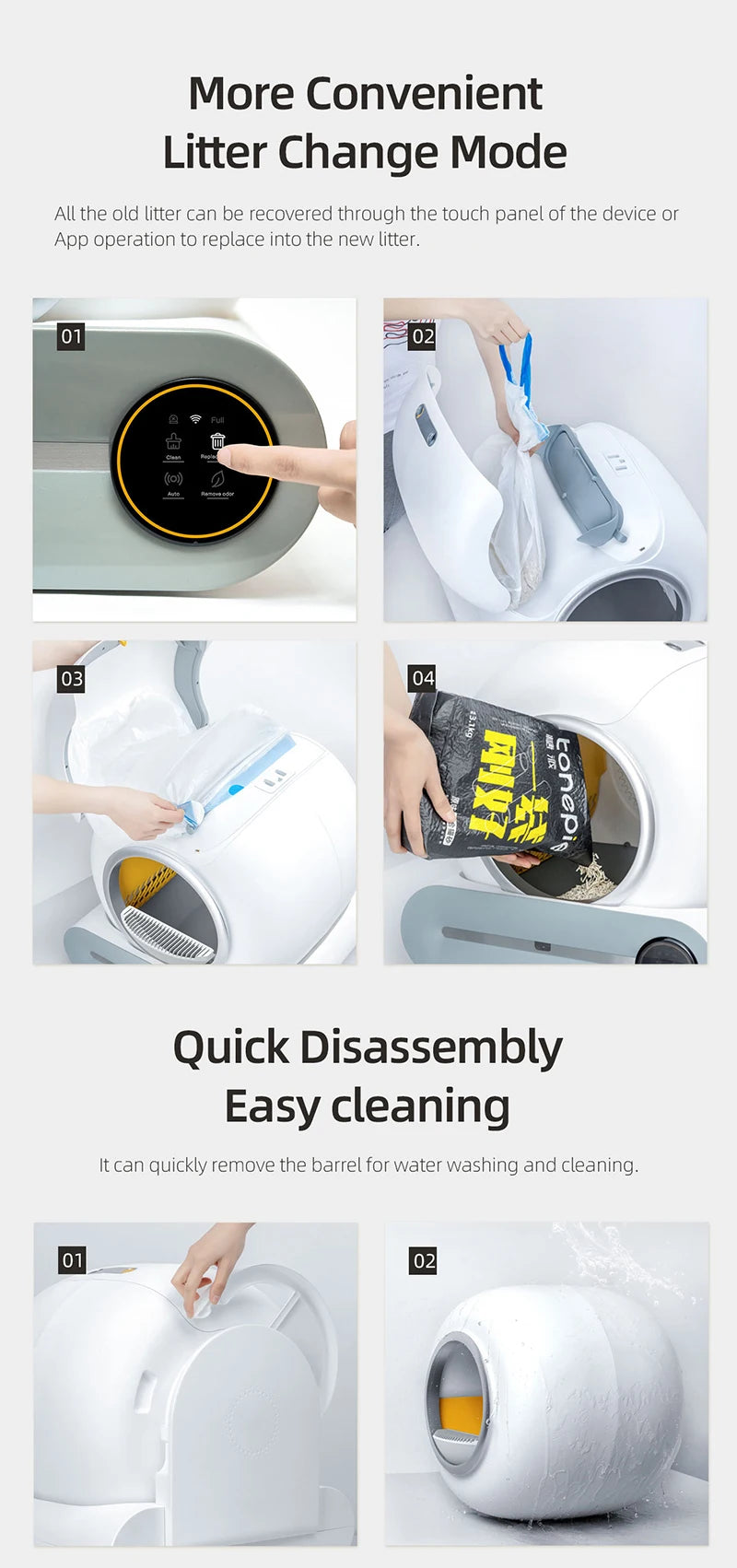 Boîte à litière autonettoyante intelligente Booteely 65L