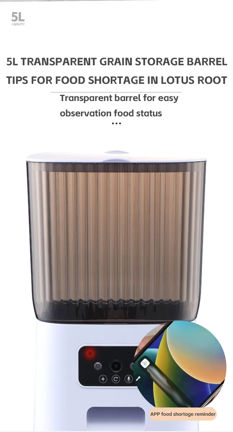 Smart 5L Automatic Pet Feeder with WiFi & Camera