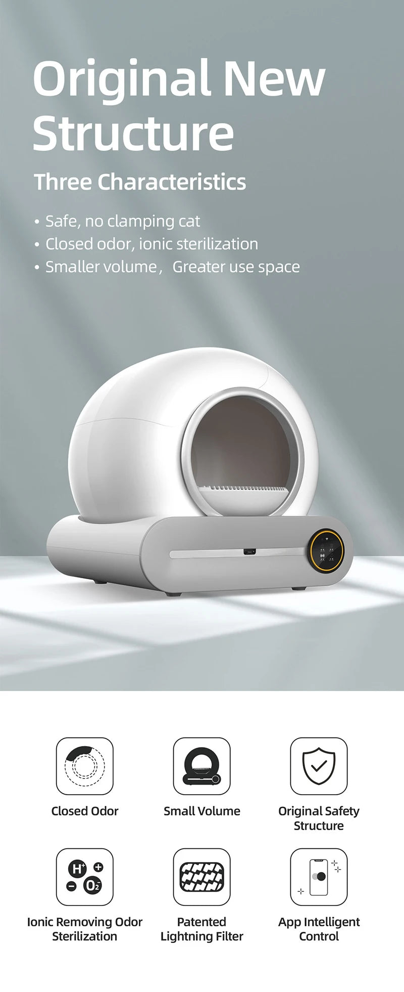 Boîte à litière autonettoyante intelligente Booteely 65L
