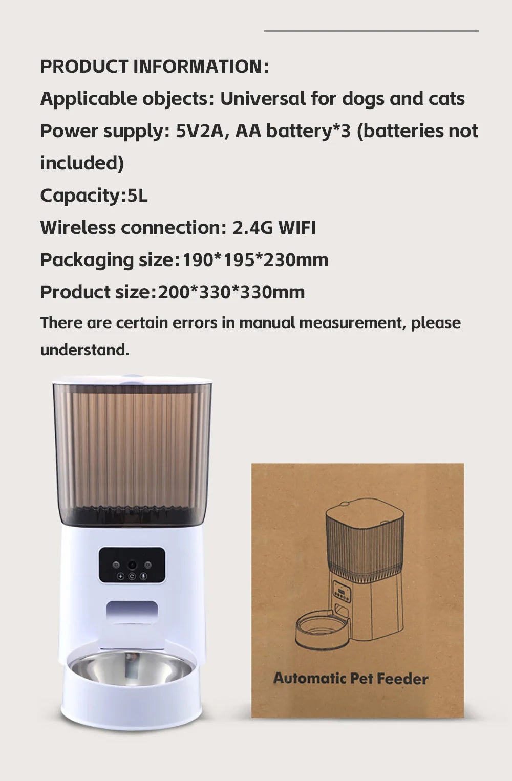 Smart 5L Automatic Pet Feeder with WiFi & Camera